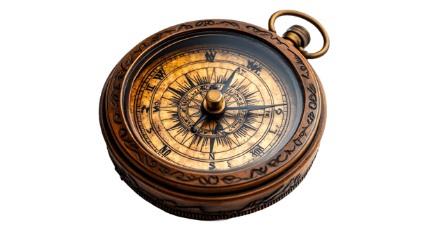 Detailed vintage compass in rich colors png