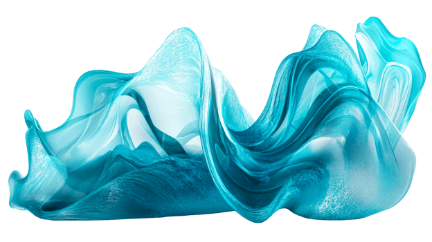 Elegant aqua blue abstract wave sculpture art png
