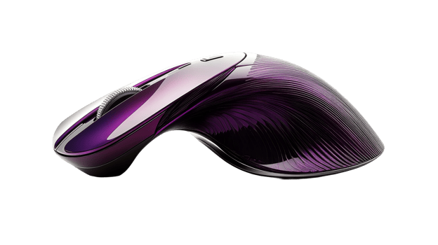 Glossy Purple Computer Mouse, cut out transparent png