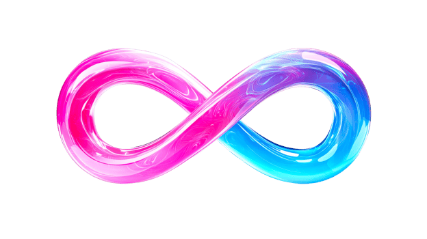 Infinity shape in pink and blue, cut out transparent png