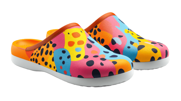 Vibrant slip-on shoes, cut out transparent png