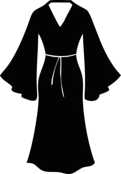 A black dress and a black and white blouse showcase classic woman's fashion and style, often seen in business apparel, with a timeless silhouette vector