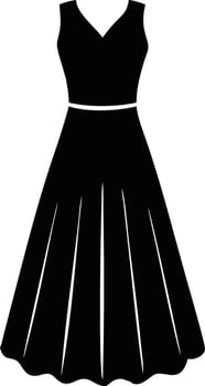 silhouette of a line dress with soft pleats. party dress fashion design. vector