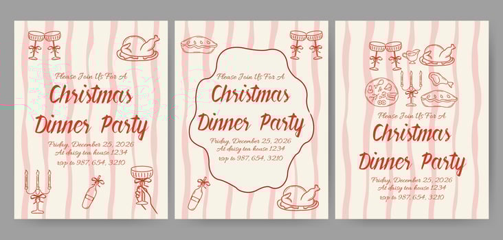 Christmas dinner party invitation card vector