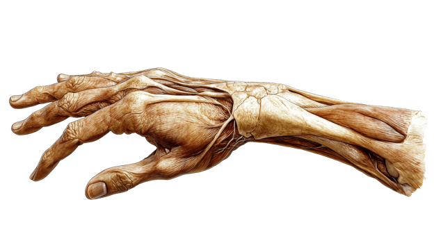 Hand musculature, human anatomy reference, cut out transparent png