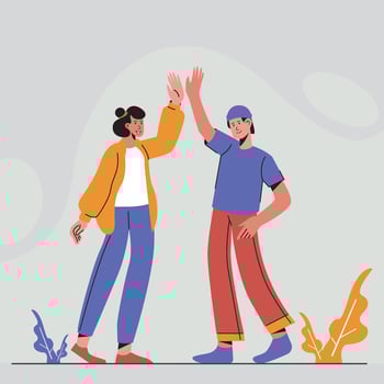 two happy young people vector