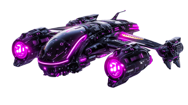 Sci-fi futuristic spaceship, cut out transparent png