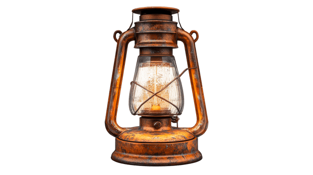 Vintage kerosene lantern, isolated, cut out transparent png