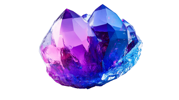 Geode cluster with purple and blue hue, cut out transparent png