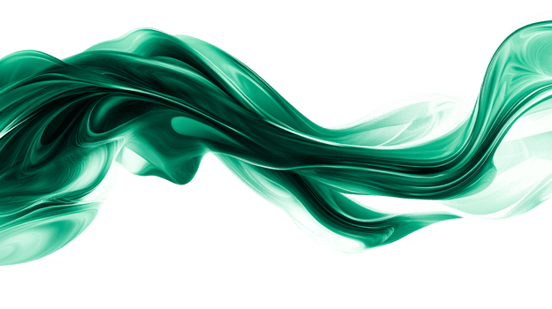 Teal abstract wave on black, cut out transparent png