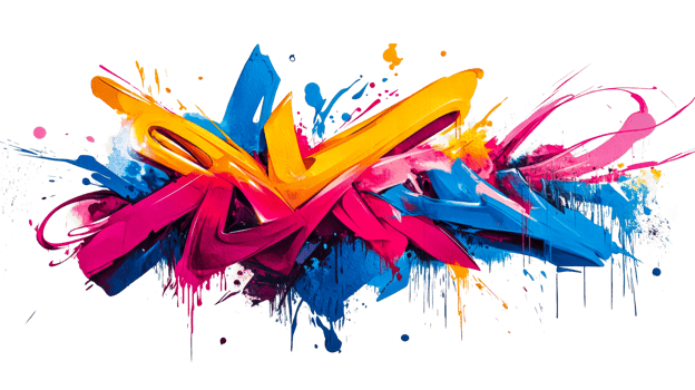 Abstract graffiti splash color, cut out transparent png