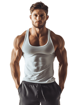Athletic man in grey tank top png