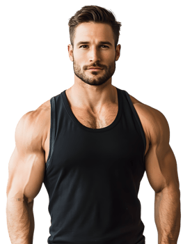 Fit man wearing black sleeveless tank top png