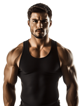 Athletic man in black tank top png