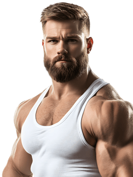 Young man with short hair wearing a sleeveless athletic shirt on white png