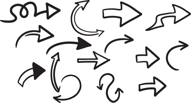 Hand Drawn Arrow Clipart Set Doodle Arrows . vector