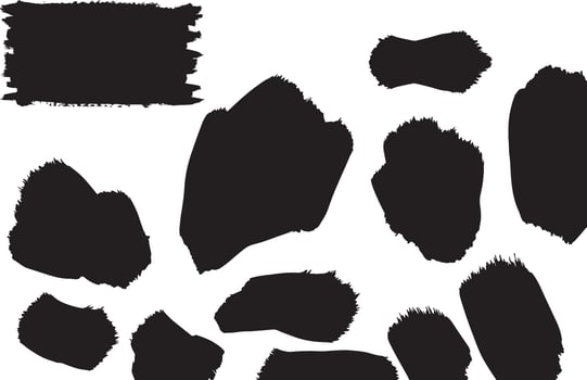 Grunge Paint Brush Stroke Set Black Texture Clipart Collection vector