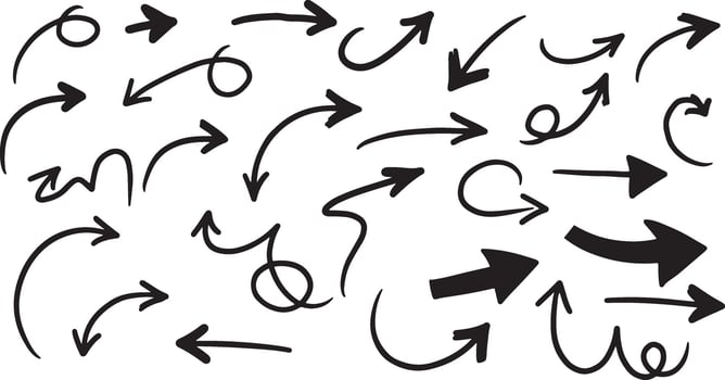 Hand Drawn Arrow Clipart Set Doodle Arrows Collection . vector