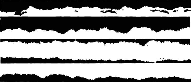 Torn Paper Edge Brush Stroke Clipart Grunge Ripped Border Set Airt vector