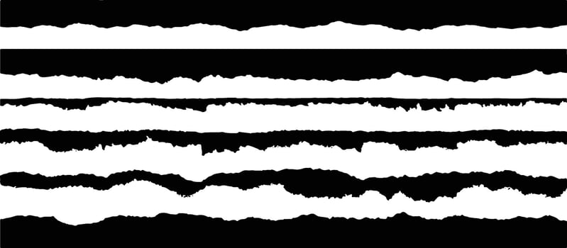 Torn Paper Edge Brush Stroke Clipart Grunge Ripped Border Set. vector