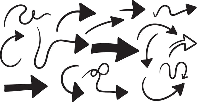 Hand Drawn Arrow Clipart Set Doodle Arrows Collection. vector