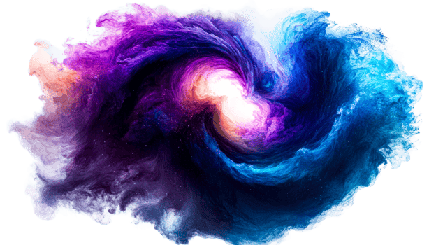 Vibrant nebula galaxy swirl, cut out transparent png
