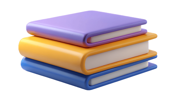 Icon representing a stack of books, perfect for education or library themes. png