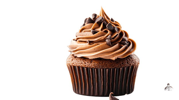 Chocolate cupcake, dark background, cut out transparent png