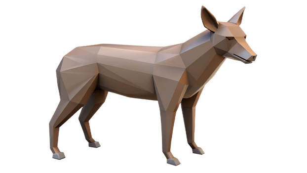 Stylized 3D render of a standing fox or wild dog, natural element. png