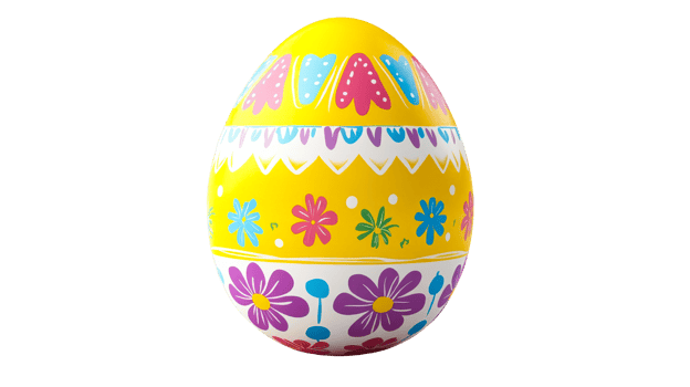 Decorated holiday egg on black, cut out transparent png