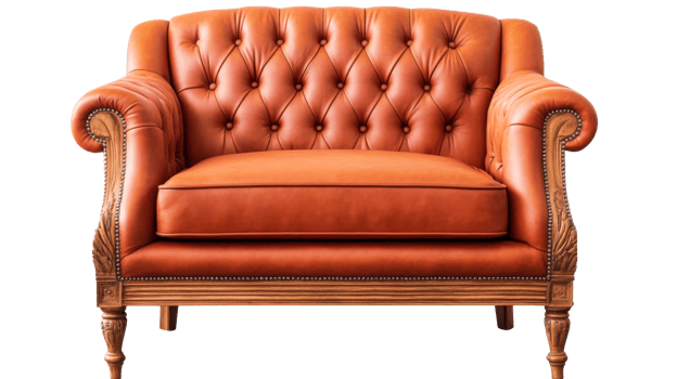 Tufted leather armchair, cut out transparent png