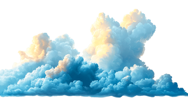 Blue and Yellow Sky Clouds, cut out transparent png