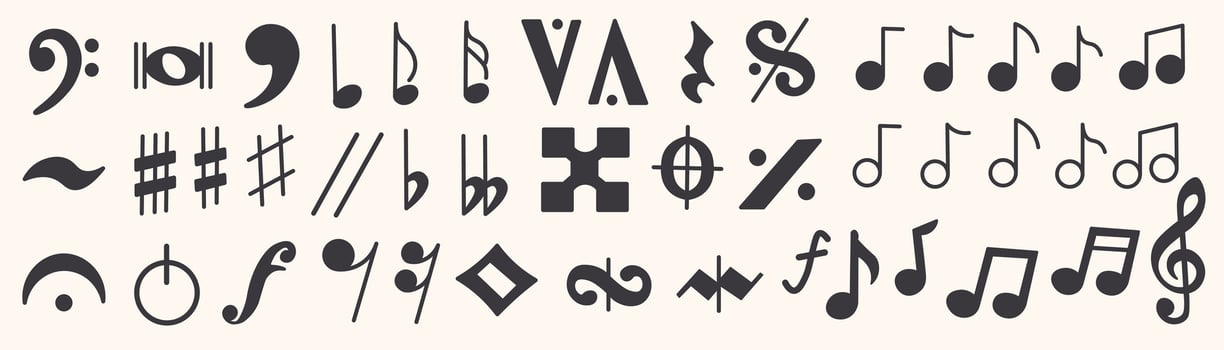 simple black shape set of musical notations vector
