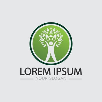 Natural Tree Icon and Leaves Design for Botanical and Herbal Organic Product Company Branding vector