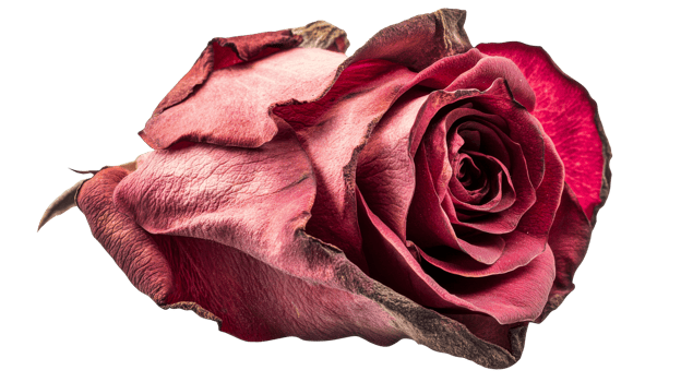 Dried red rose on clear background png