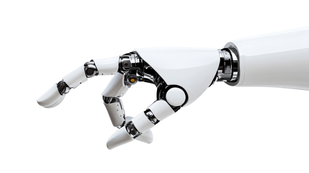Robotic hand reaching out to interact with objects png