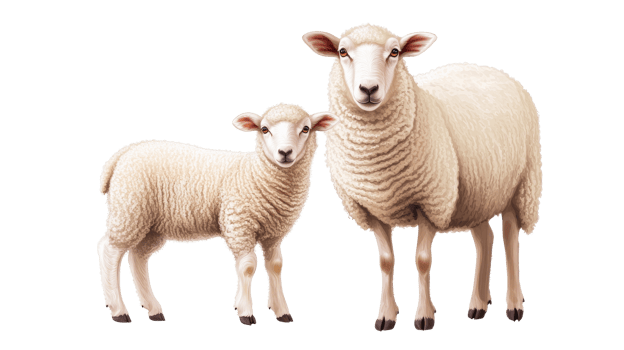 Two sheep on transparent background png