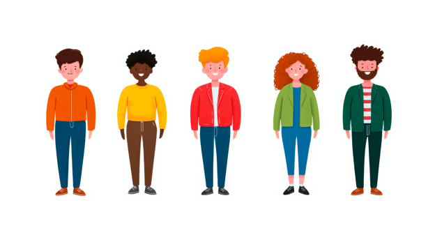 Diverse group of friends standing together png