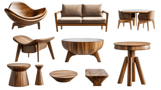 Modern wooden furniture collection png