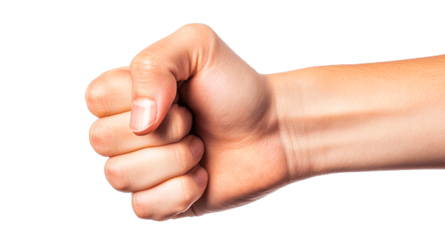 Closed fist showing strength and determination png