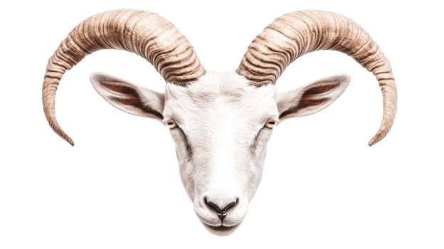 Majestic ram head with impressive horns on display png