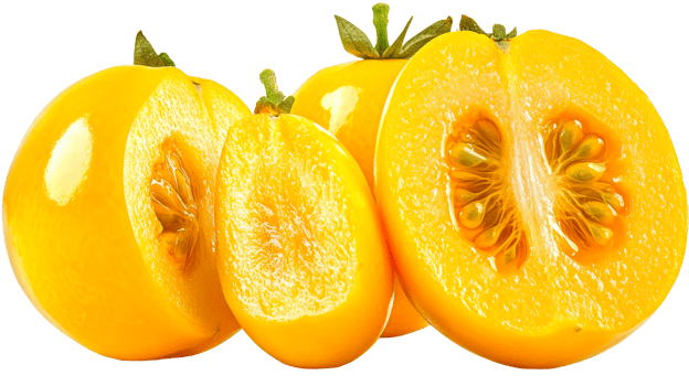 Halved yellow fruit on clear background png