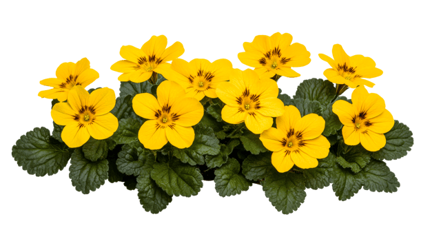Bright yellow flowers with green leaves in bloom png