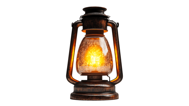 Aged Oil Lantern Illuminating, cut out transparent png