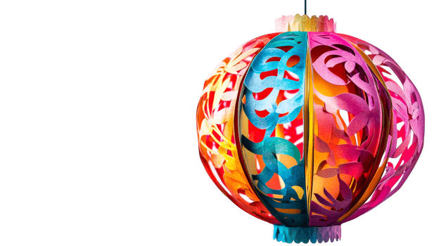 Colorful paper lantern decoration, cut out transparent png