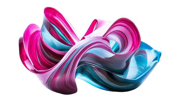 Pink blue wavy abstract flow shape, cut out transparent png