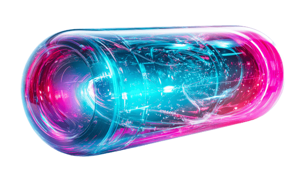 Glowing Capsule with Energy Streams, cut out transparent png