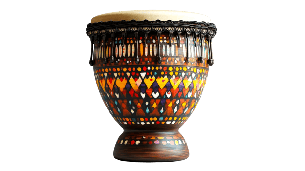 Decorative Djembe Drum, cut out transparent png