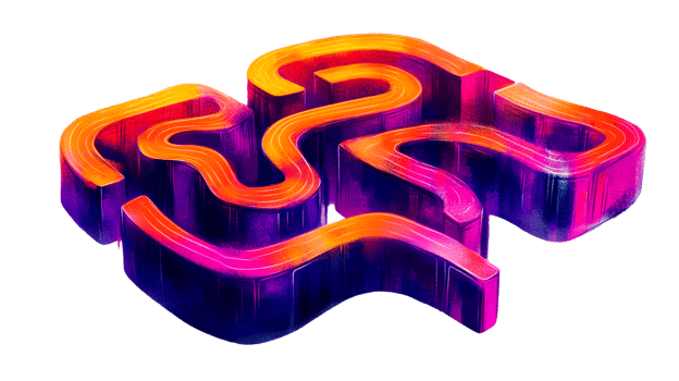 Abstract elevated road, color gradient, cut out transparent png