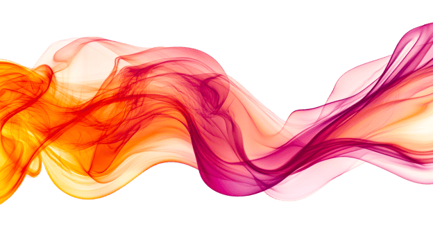 Abstract flow in orange, red, and purple, cut out transparent png